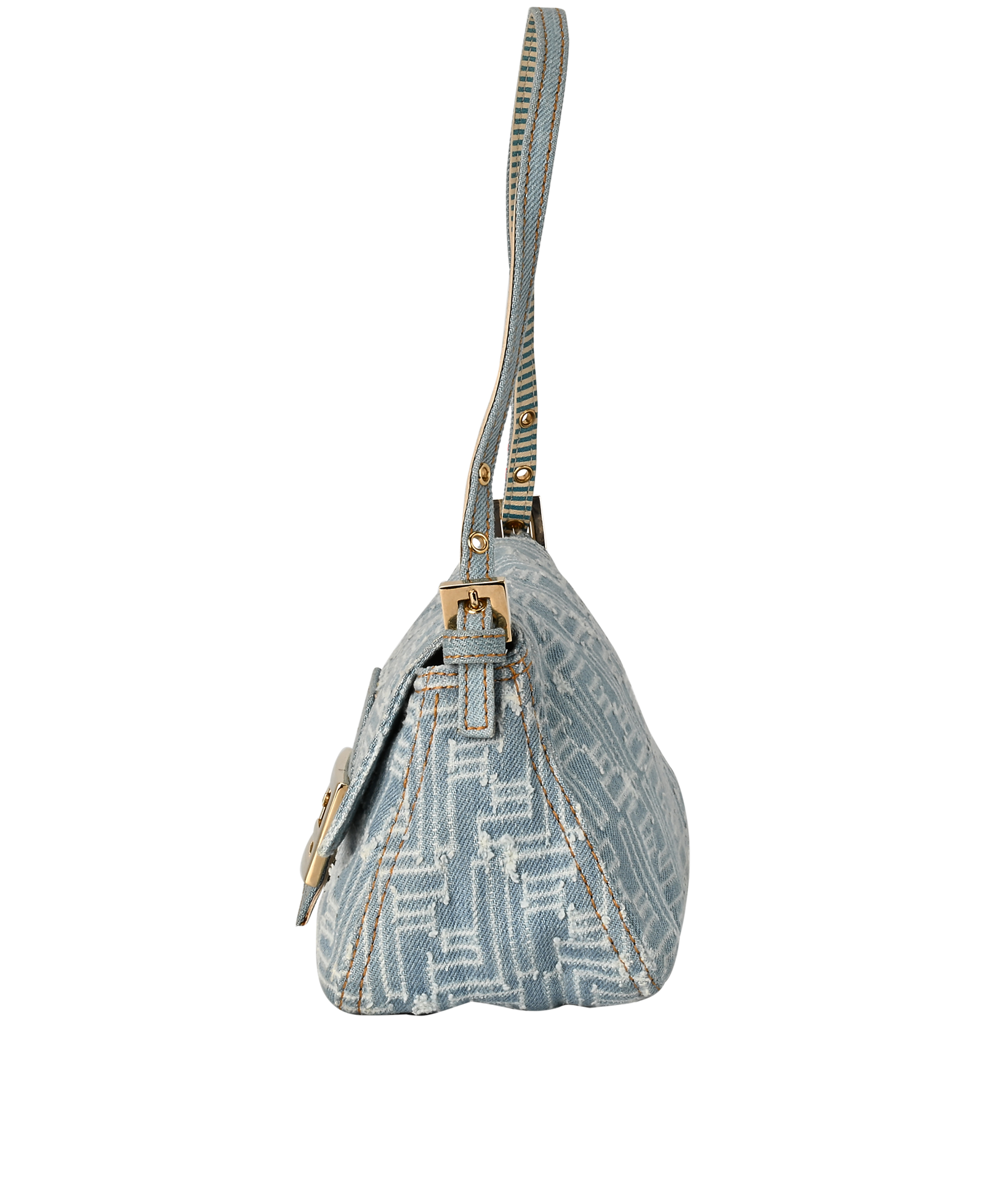 Mini Mamma Baguette, &pound;950, Handbags, Blue, Denim, Bottom view